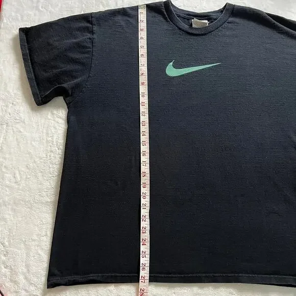 Nike Vintage Center Logo Green/Black T-shirt Size XL Gray Tag 2000's Y2K - Picture 4 of 8